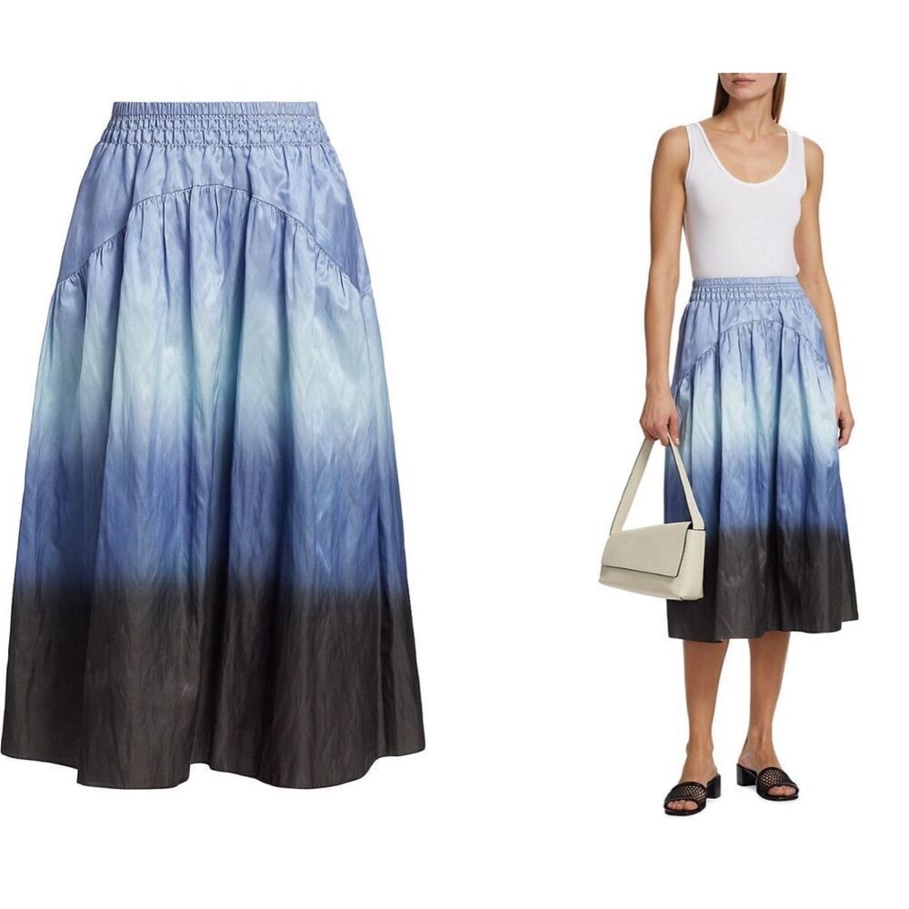 VINCE Dip-Dye Smocked Skirt, $495, shortened